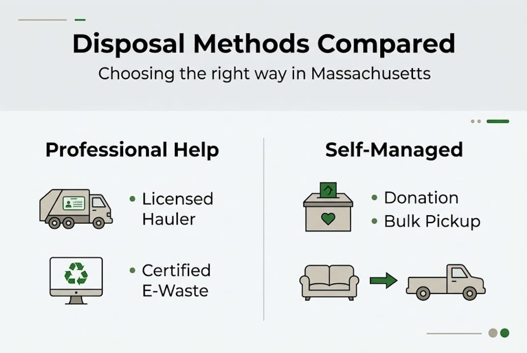 Infographic illustrating Massachusetts disposal methods