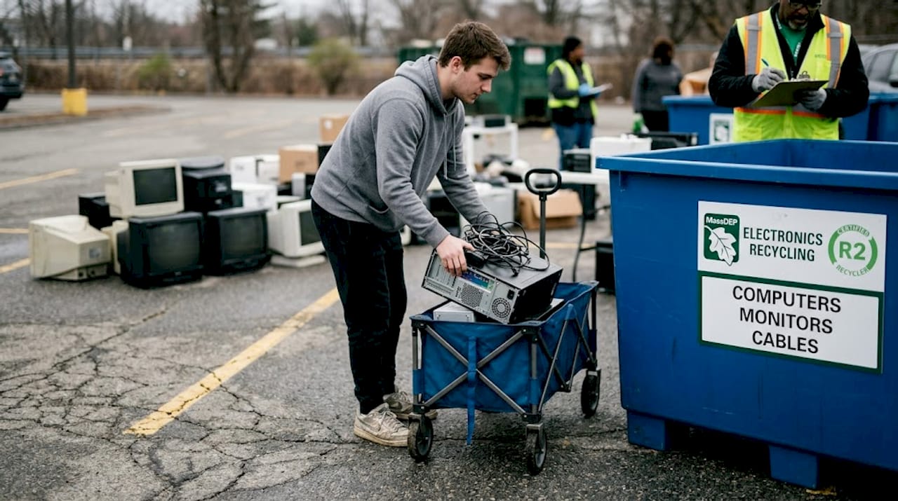 Electronics recycling at official dropoff site