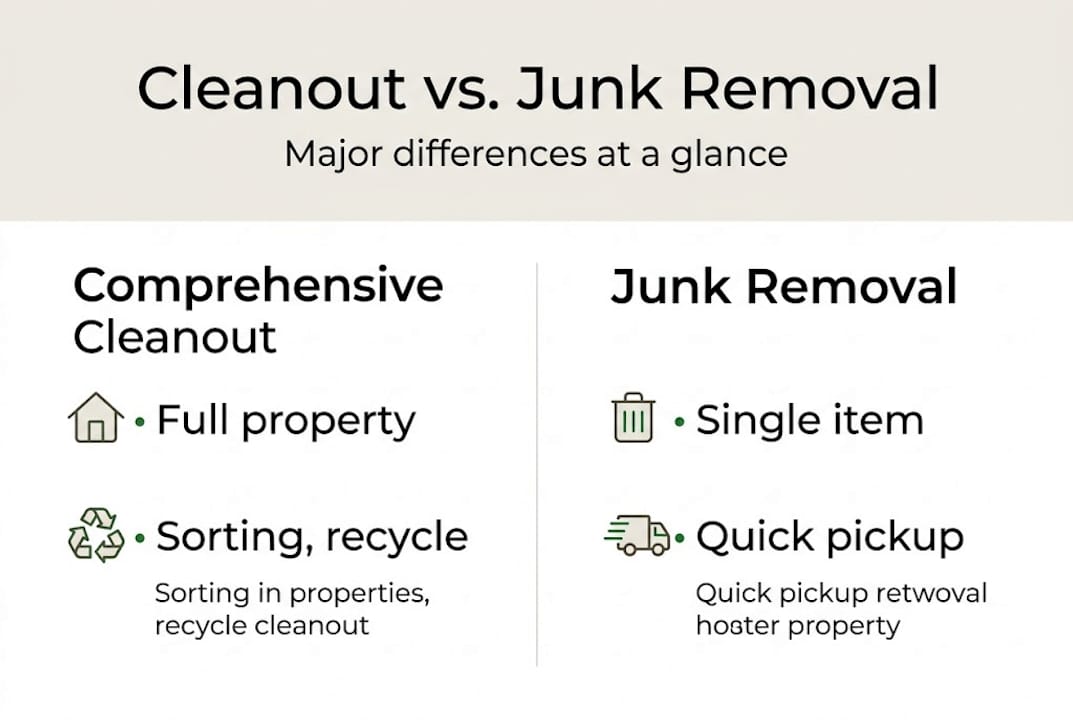 Infographic comparing cleanout and junk removal