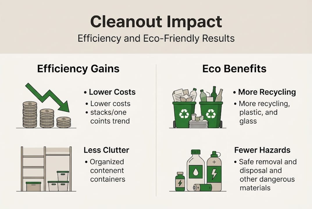 Infographic showing efficiency and eco cleanout benefits