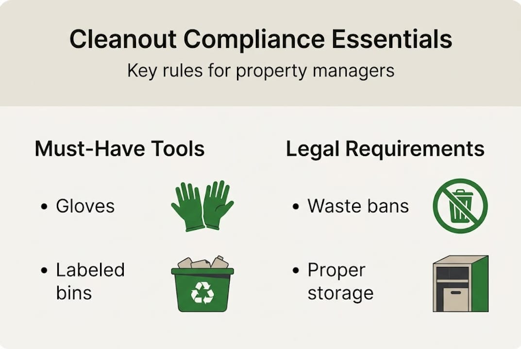 Infographic showing Massachusetts cleanout compliance essentials