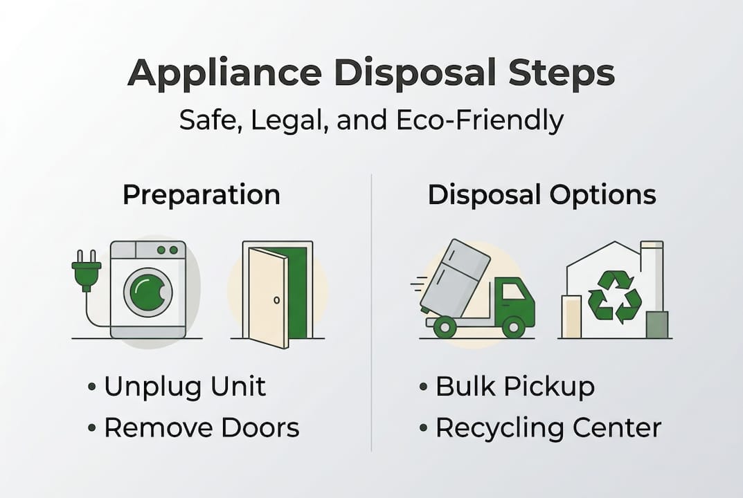 Infographic outlining safe appliance disposal steps