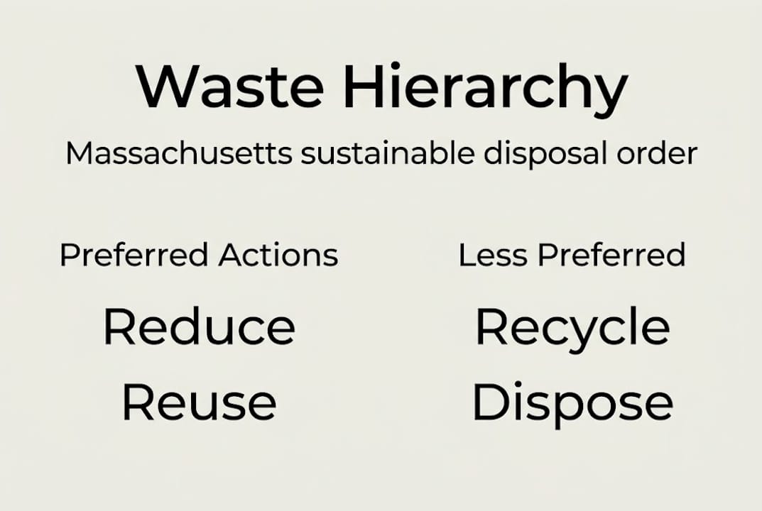 Infographic showing Massachusetts waste hierarchy steps