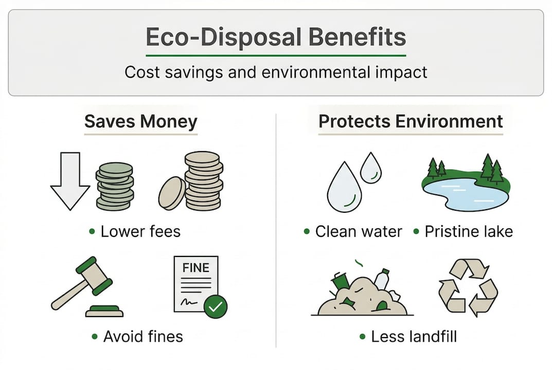 Infographic showing eco-disposal money savings and environmental impact