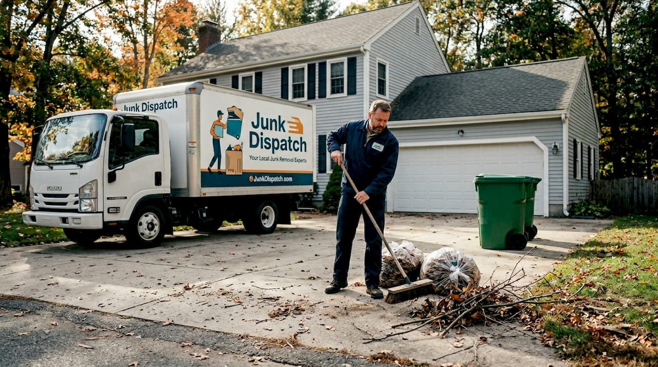 Crew cleaning up debris at Massachusetts home