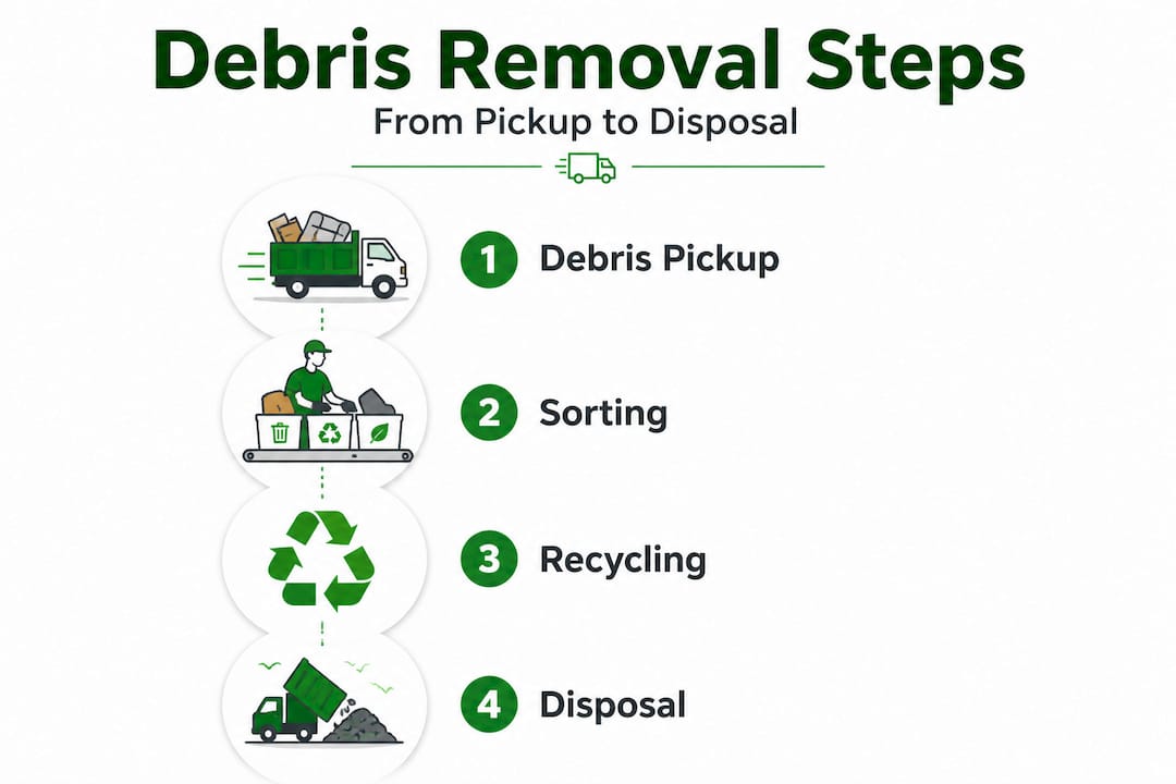 Infographic showing debris removal process flow