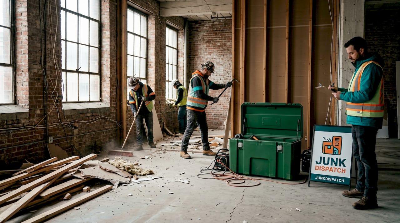 Demolition crew working in Boston interior