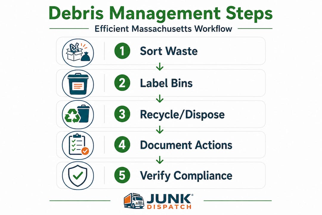Five-step construction debris management flowchart