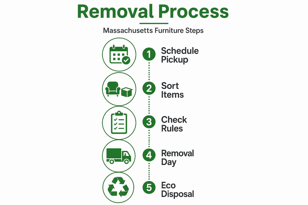 Infographic showing Massachusetts furniture removal process steps