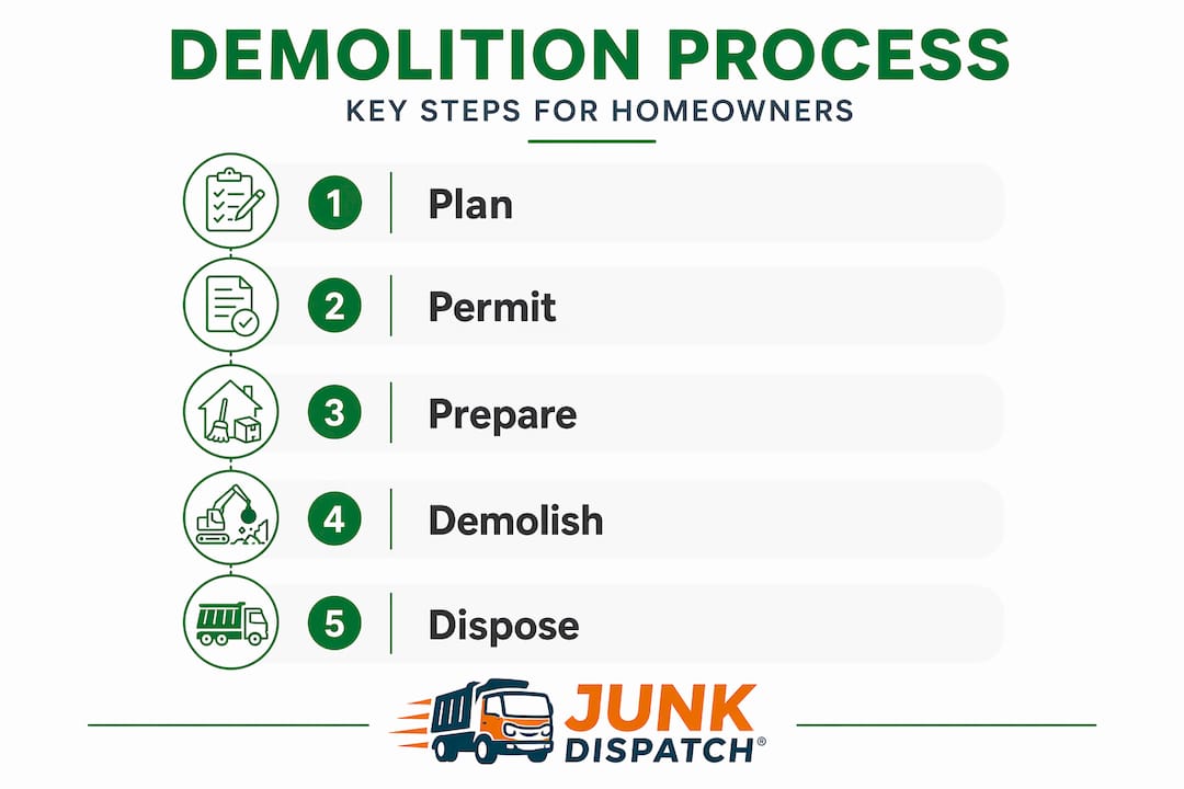 Infographic showing step-by-step demolition process