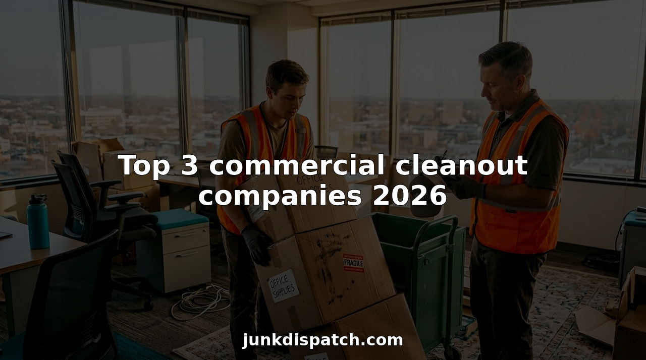 Commercial cleanout crew removes boxes in office