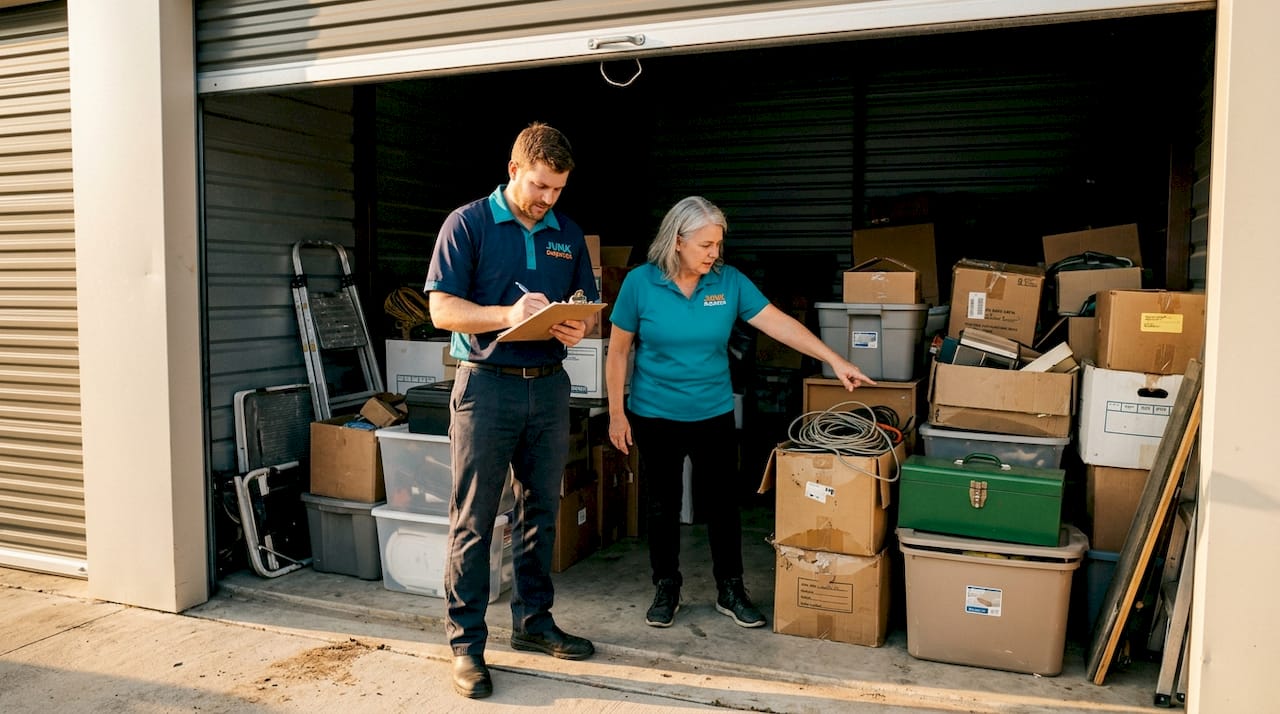 People planning a storage unit cleanout