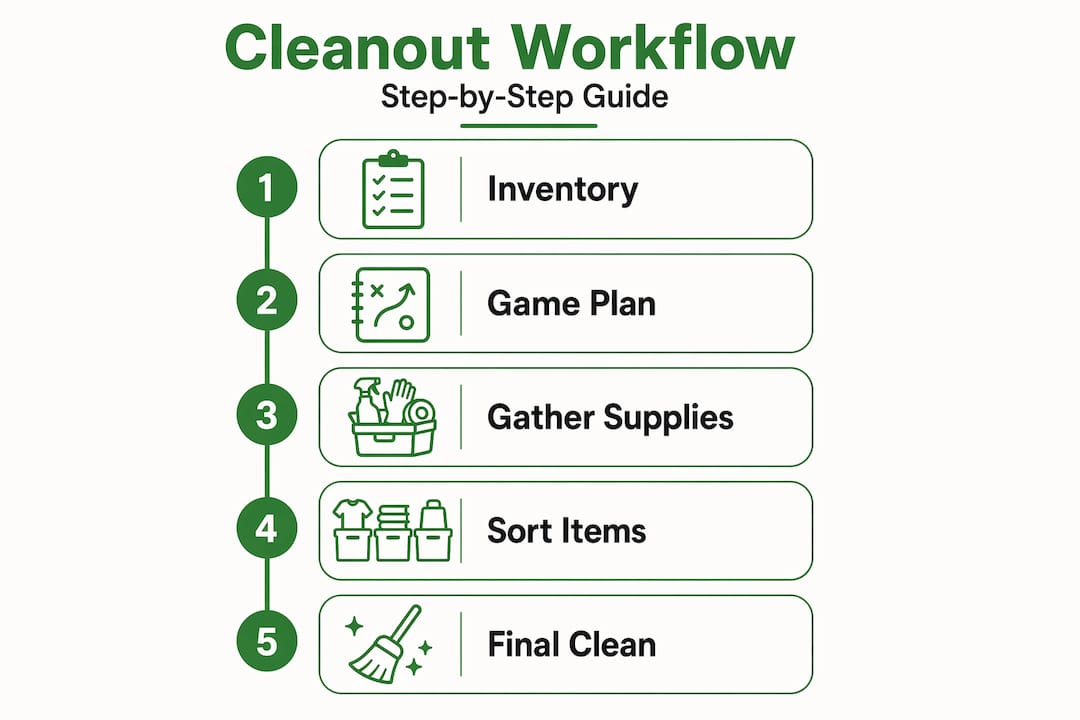Infographic of cleanout workflow step-by-step