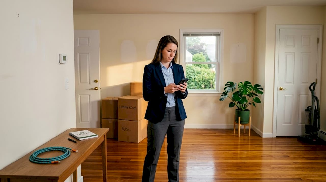 Real estate agent awaits removal crew at home
