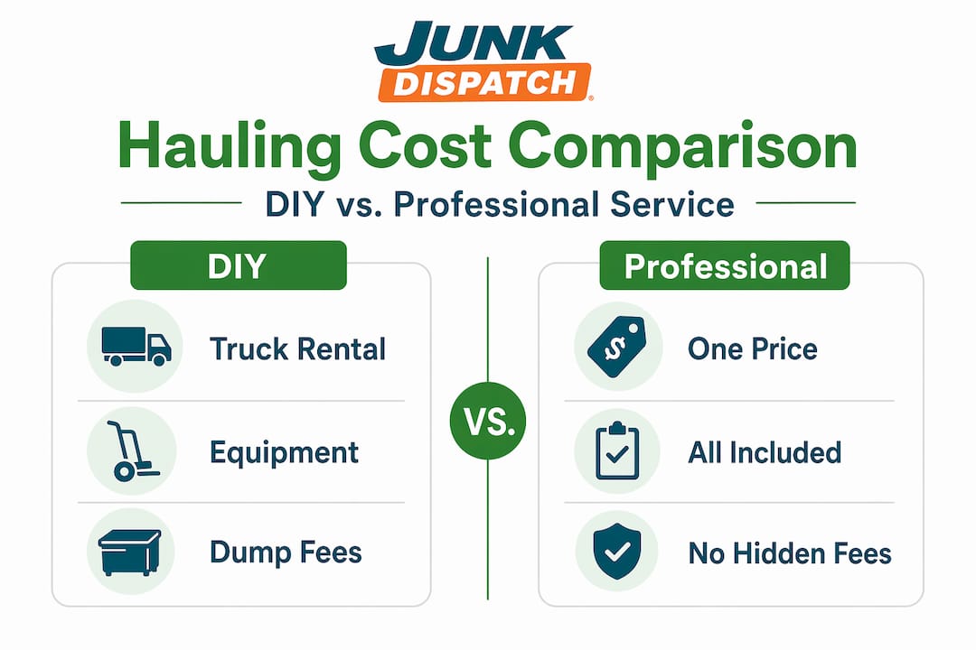 Infographic comparing DIY and professional hauling costs