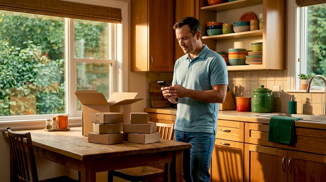 Man reviews online junk booking on phone