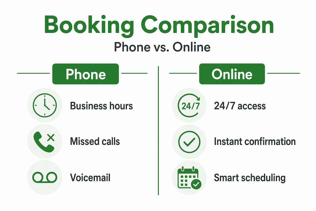 Infographic comparing online and phone junk booking