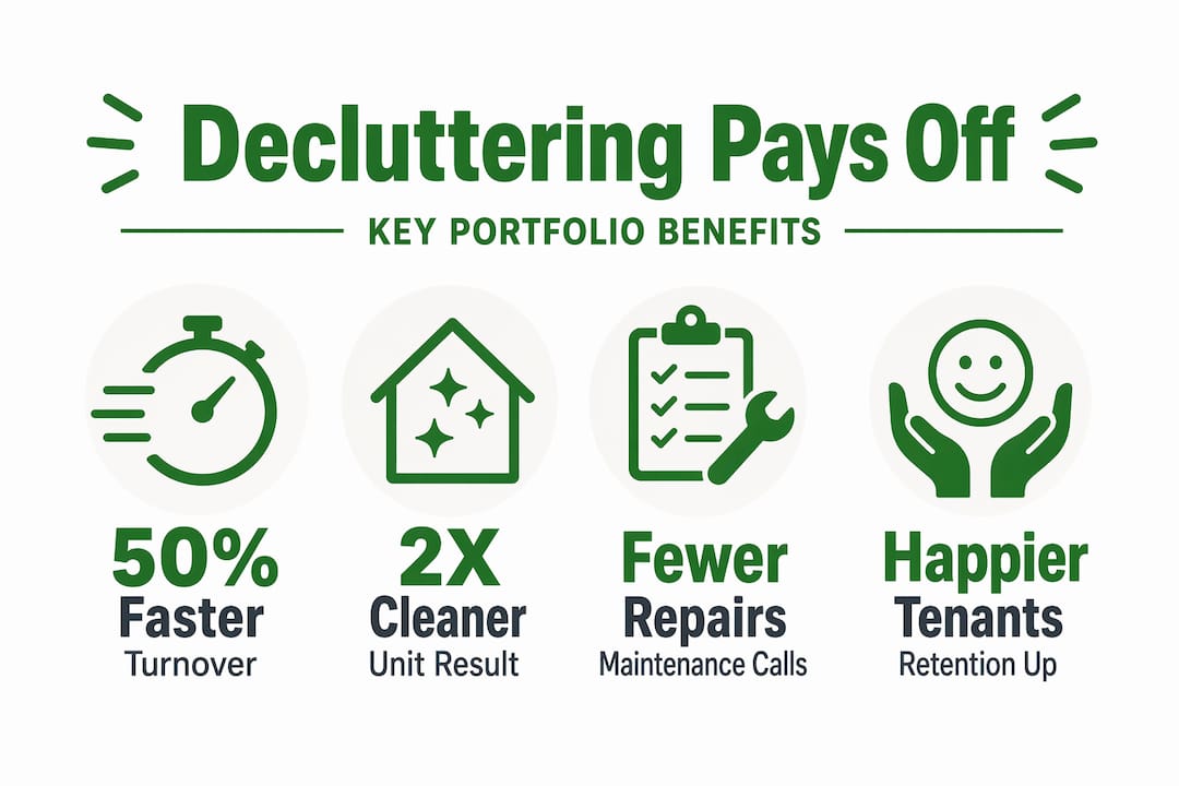 Infographic showing decluttering benefits for properties