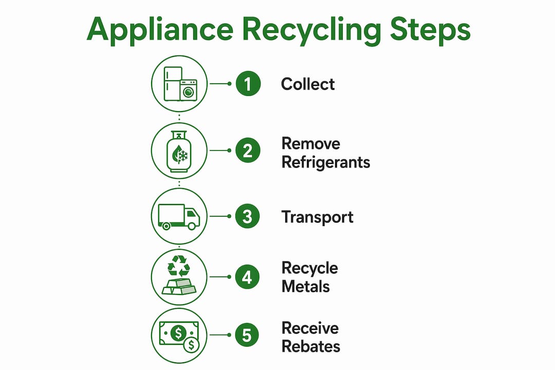 Infographic illustrating appliance recycling steps