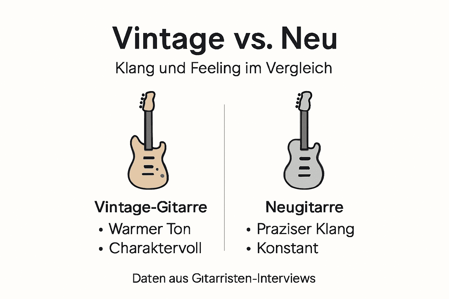 Grafische Übersicht: Wie unterscheiden sich der Klang von Vintage-Gitarren und modernen Modellen?