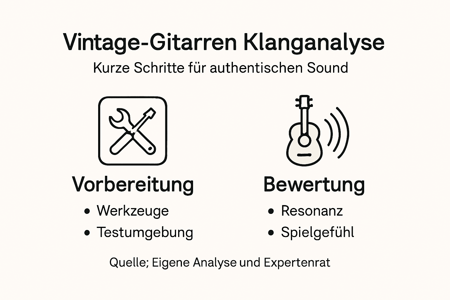Infografik: So beurteilst du den Klang einer Gitarre – Schritt für Schritt
