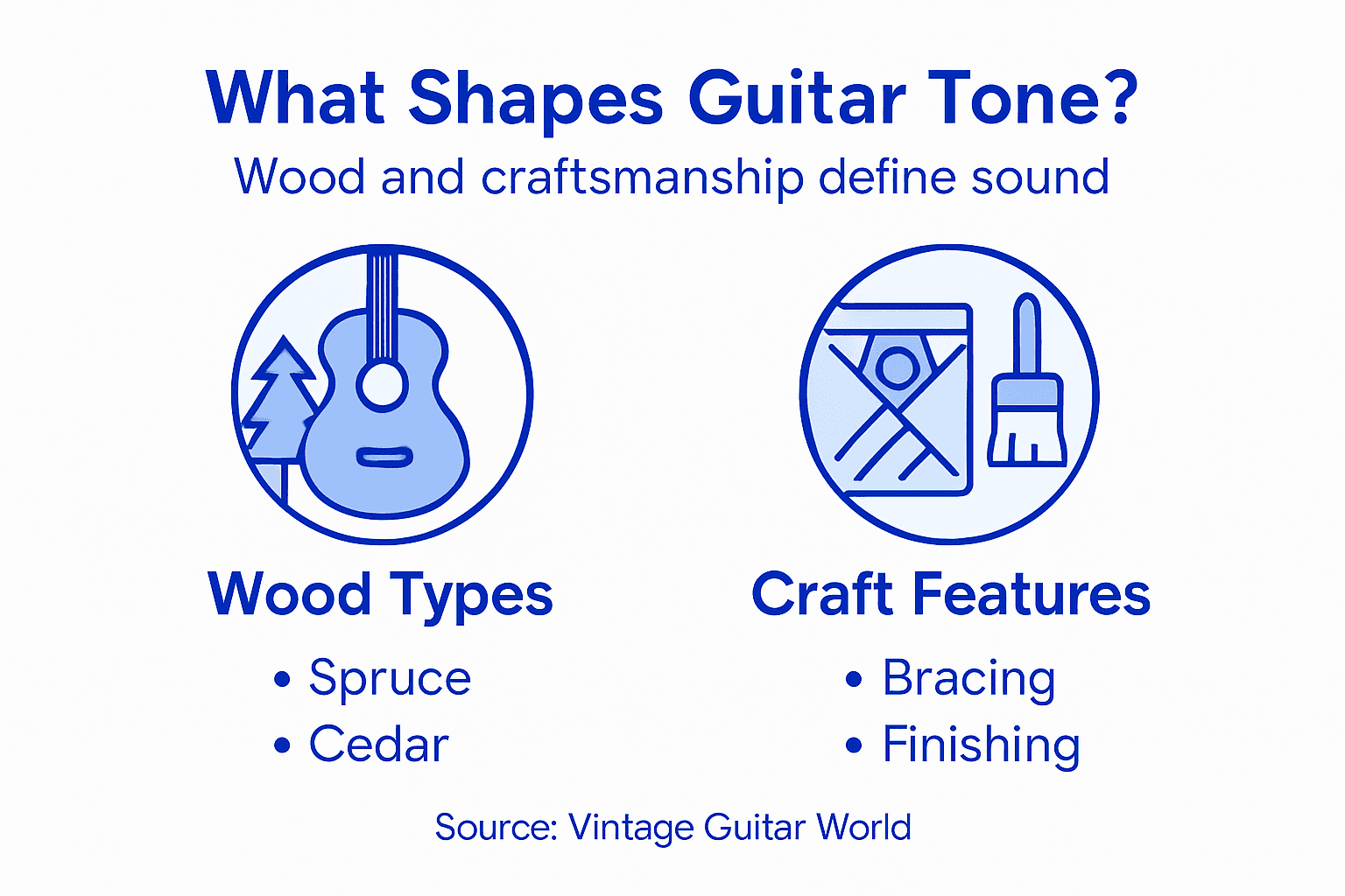 Infographic wood and craft affect guitar tone