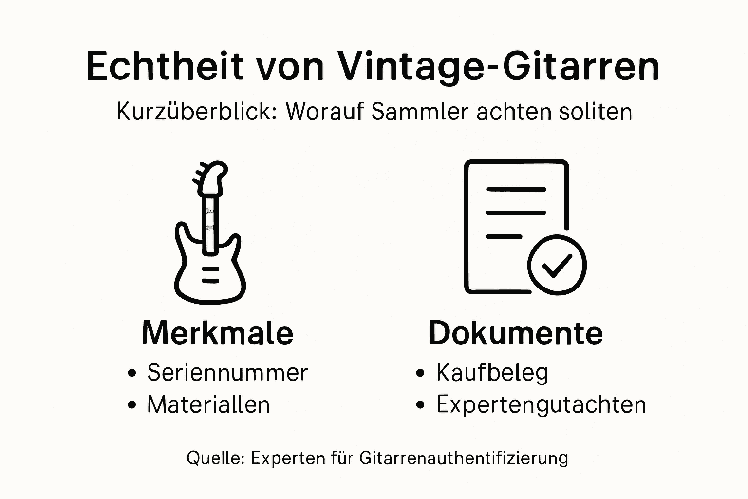 Übersicht der typischen Erkennungsmerkmale von Vintage-Gitarren als Infografik