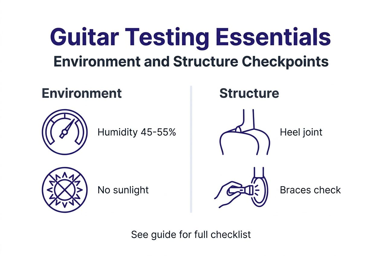 Infographic on guitar testing environment and structure