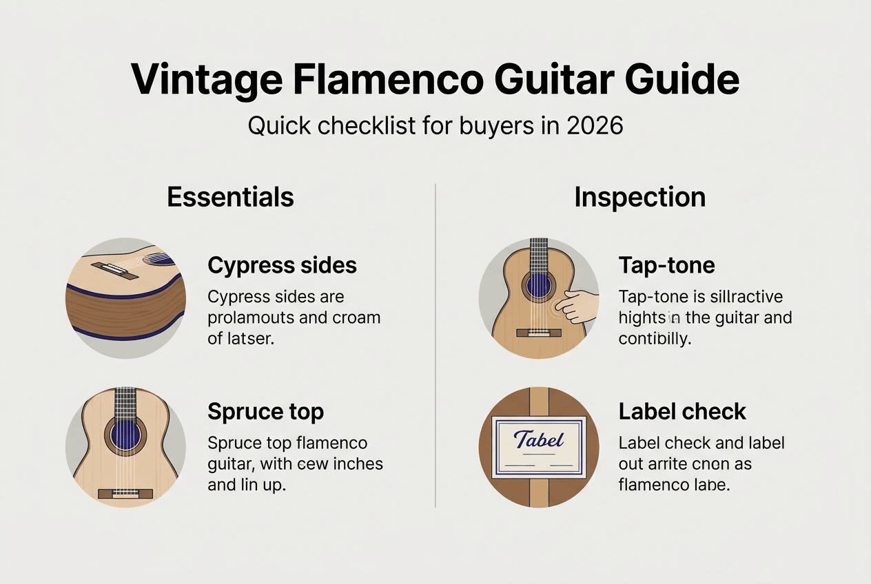 Infographic with flamenco guitar buying checklist