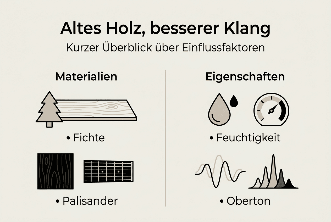 Infografik: Materialien und typische Merkmale historischer Gitarren