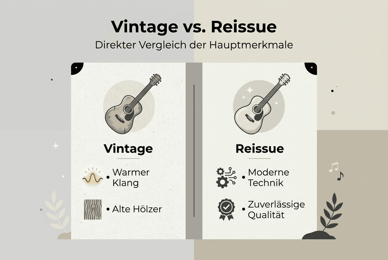 Infografik: Vintage-Gitarren vs. Reissue-Modelle im direkten Vergleich