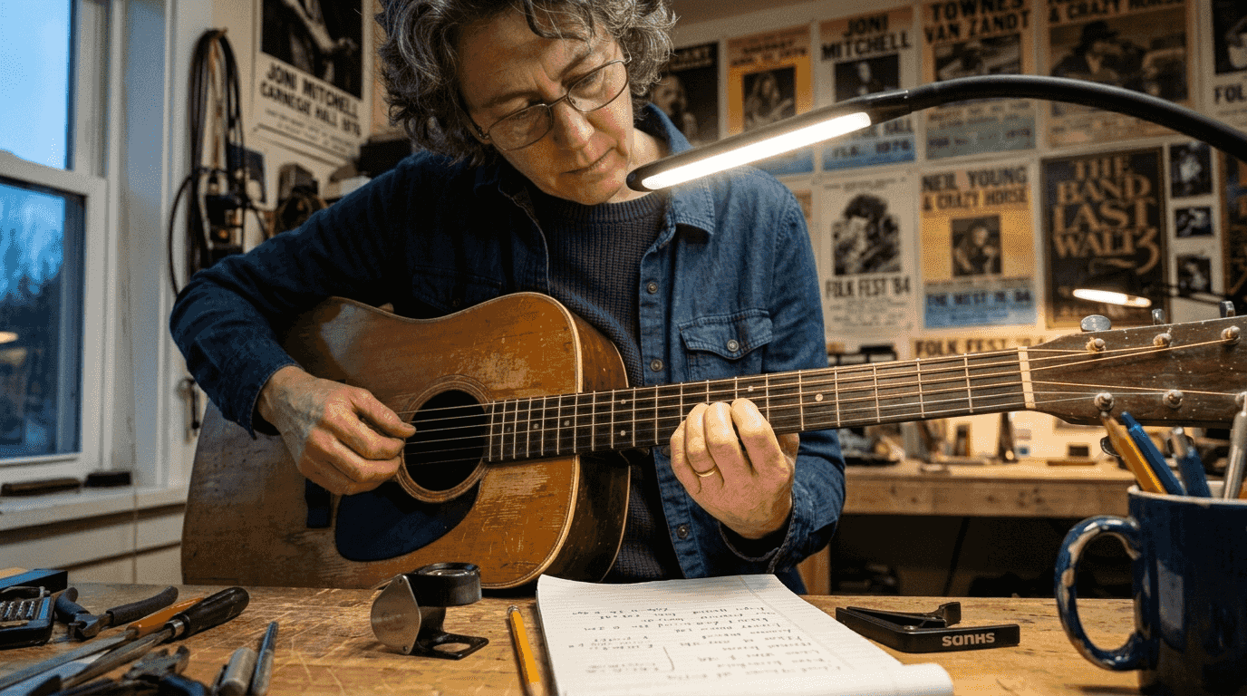 Checking fret quality on acoustic guitar