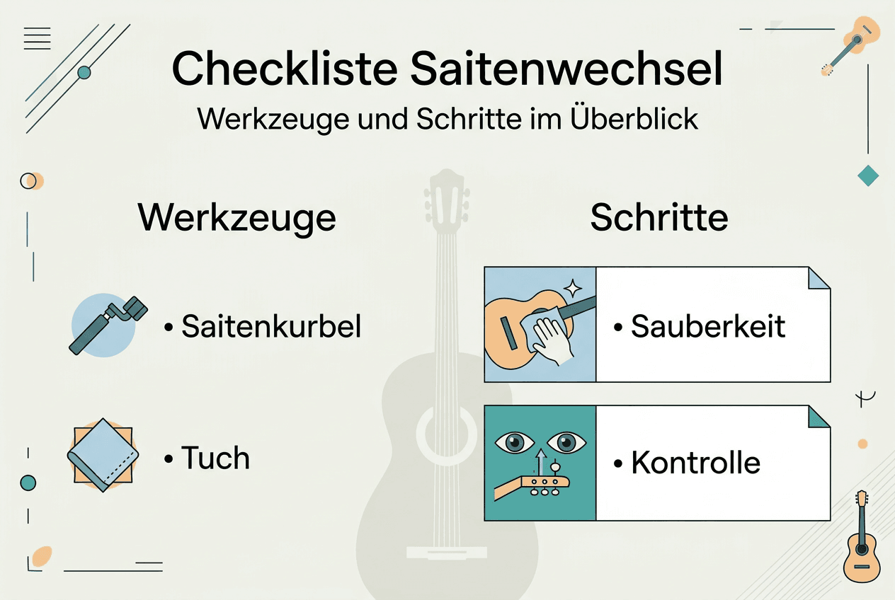 Infografik: Die ultimative Checkliste für den Saitenwechsel bei der klassischen Gitarre