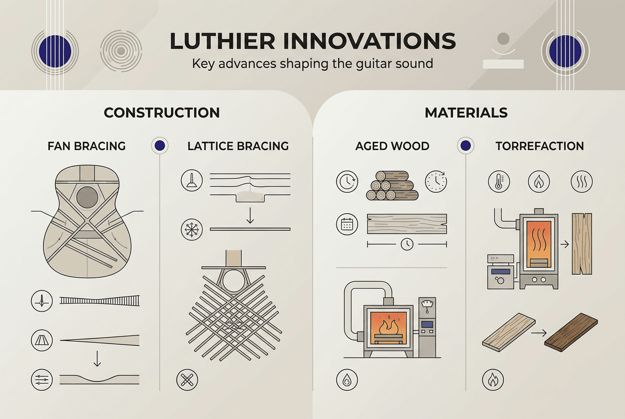 Infographic of guitar luthier innovations overview