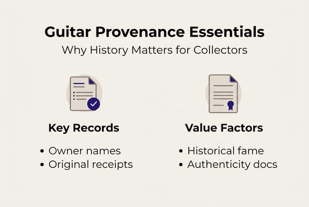 Infographic showing guitar provenance and value factors
