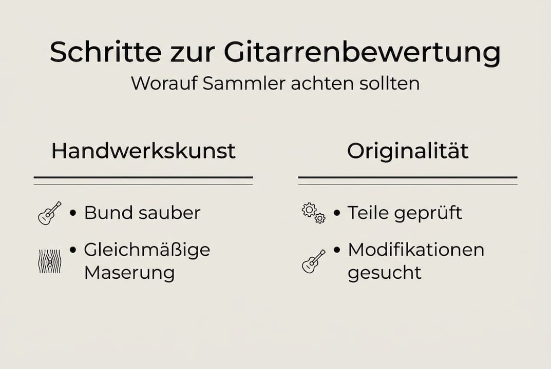 In dieser Infografik werden handgefertigte Gitarrengriffe anschaulich bewertet und dargestellt.