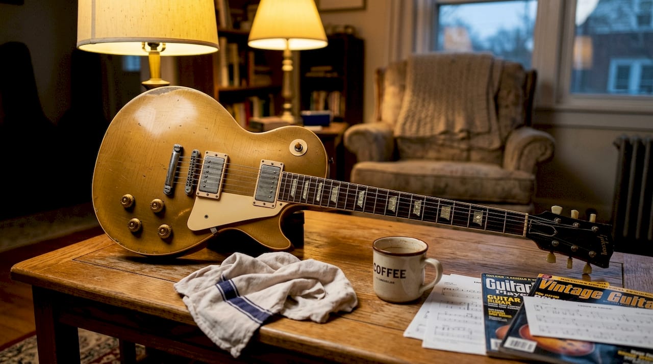 Vintage guitar features seen up close
