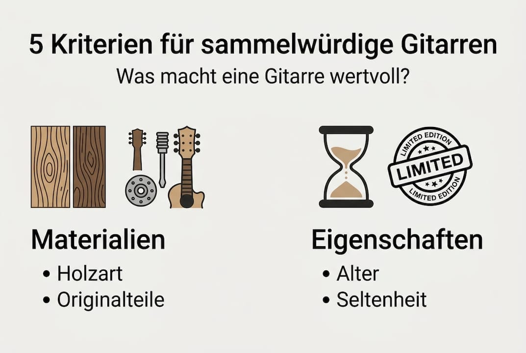 Infografik: Die wichtigsten Kriterien für das Sammeln von Gitarren auf einen Blick
