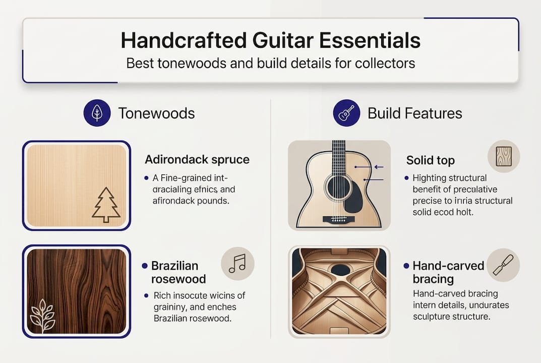 Infographic showing key tonewoods and build features