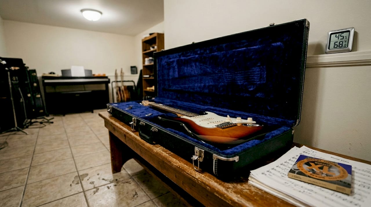 Rare guitar stored in climate-controlled music room