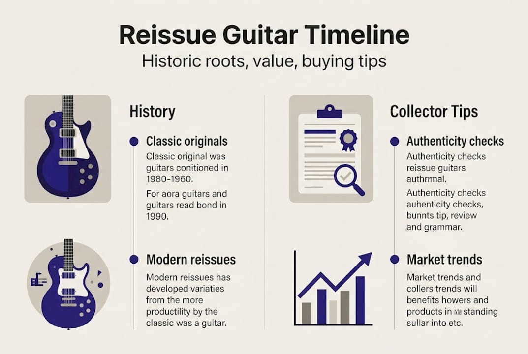 Infographic on reissue guitar history and tips