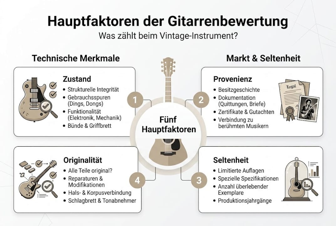 Infografik: Die wichtigsten Kriterien zur Gitarrenbewertung