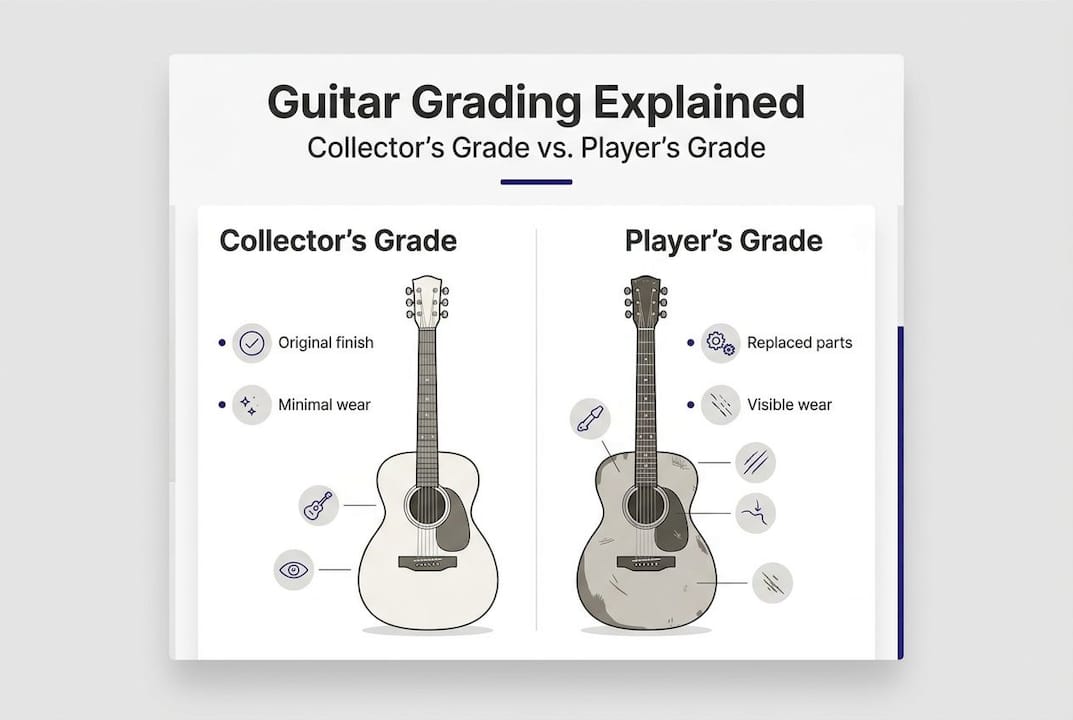 Infographic comparing collector and player guitar grades