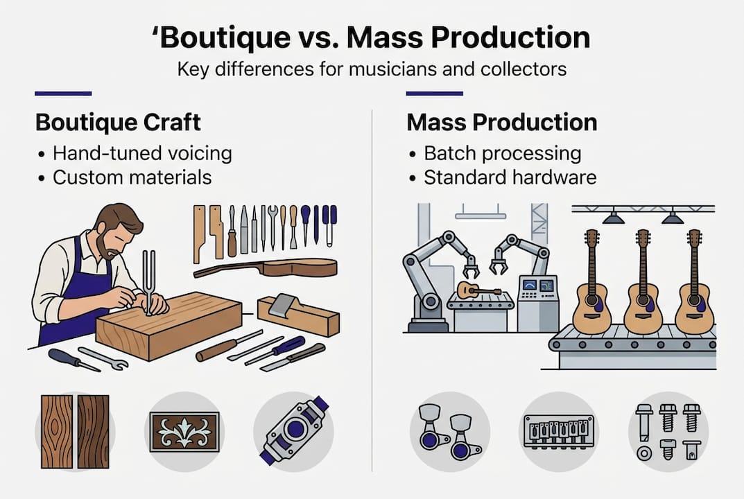 Infographic highlighting boutique versus mass production features
