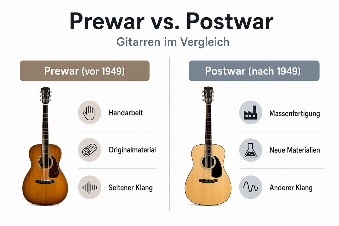 Infografik: Unterschiede zwischen Gitarren aus der Vorkriegs- und Nachkriegszeit