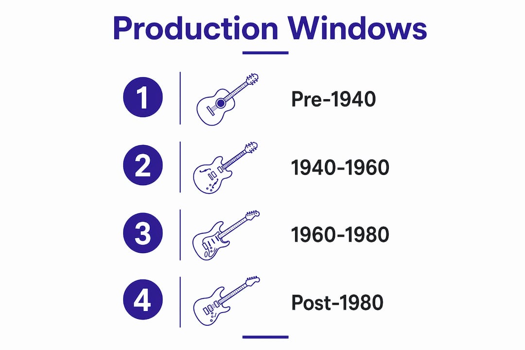 Infographic illustrating guitar production windows and values