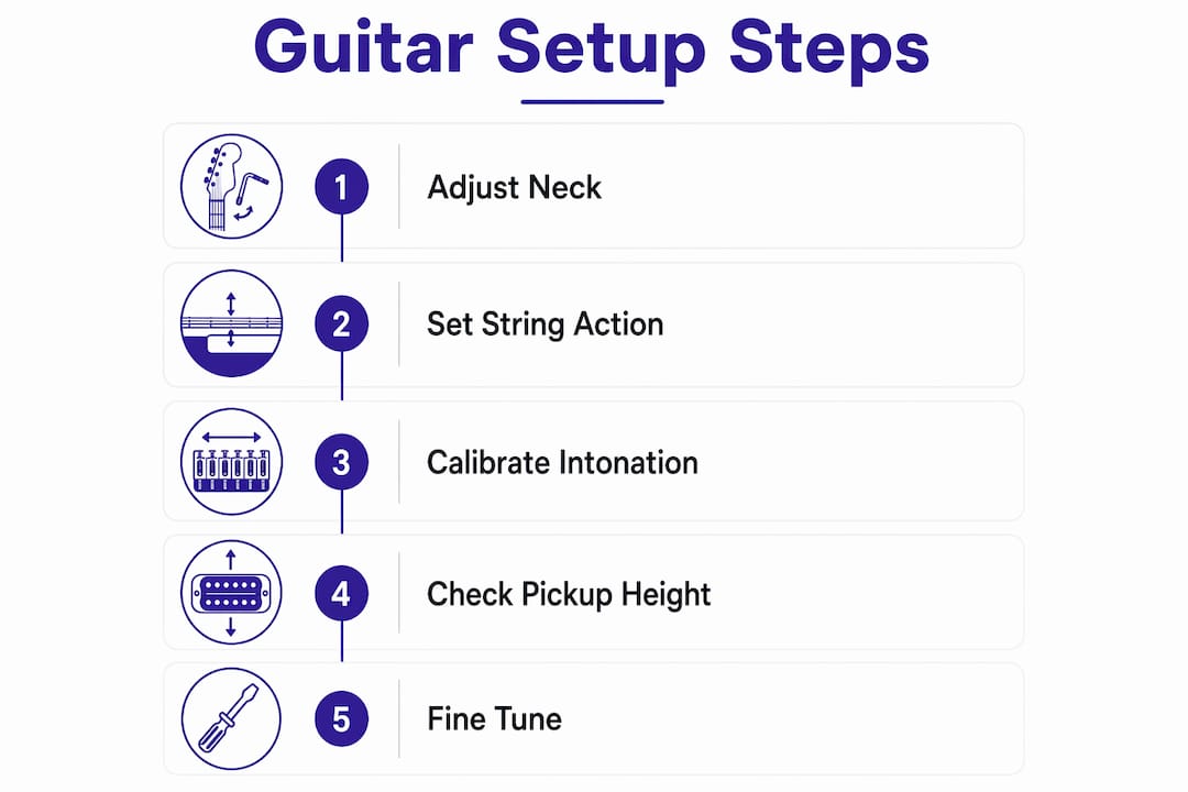 Infographic illustrating guitar setup steps