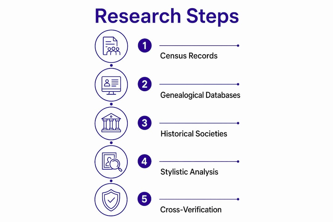 Infographic illustrating steps in luthier research process