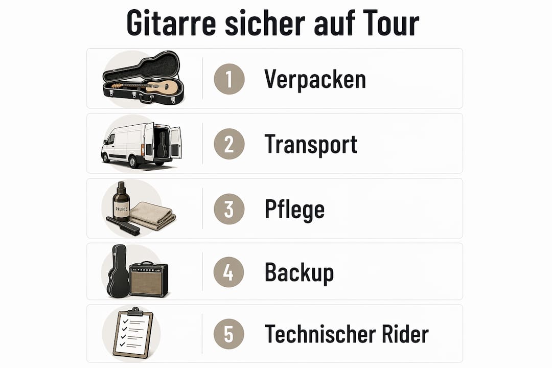 Schritt-für-Schritt-Infografik: So bereitest du dich optimal auf deine Gitarrentour vor