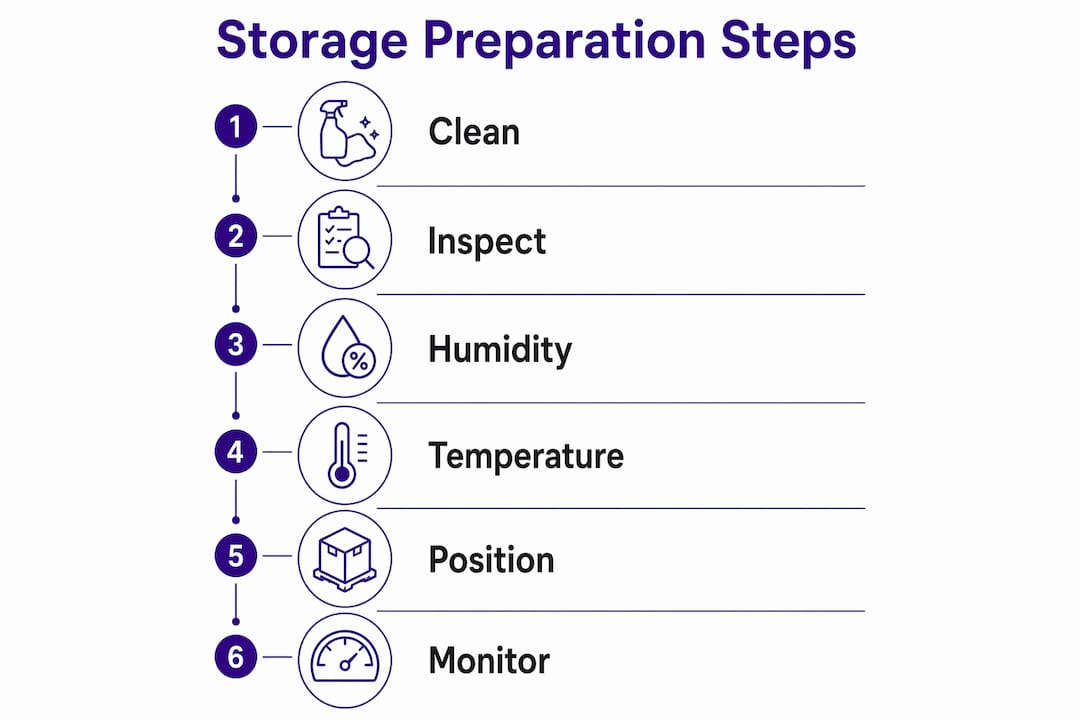 Infographic showing steps for storing vintage instruments